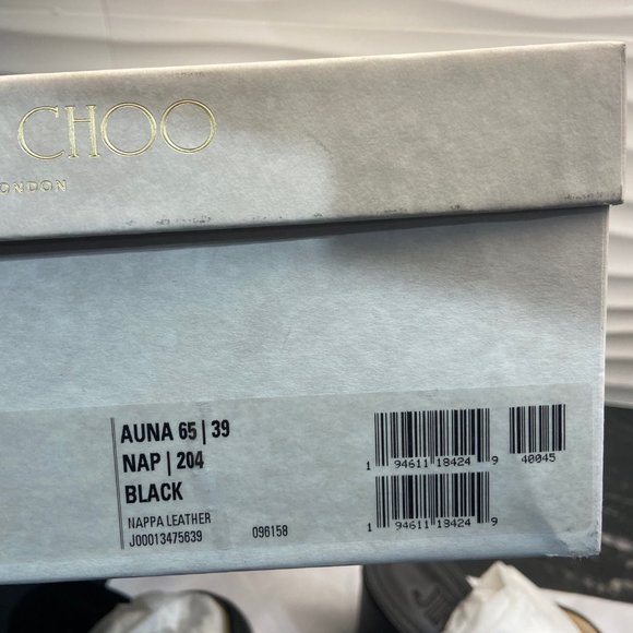 New sz 8-8.5 / 39 Jimmy Choo Black Leather Auna Mule Open Toe Sandal Shoes - Picture 10 of 16